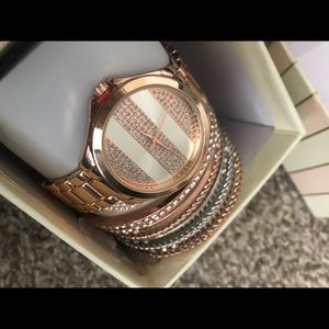 Rose Gold watch and bracelet set